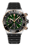 Breitling Super Chronomat B01 44 Green Dial Black Rubber Strap Watch for Men - UB0136251L1S1