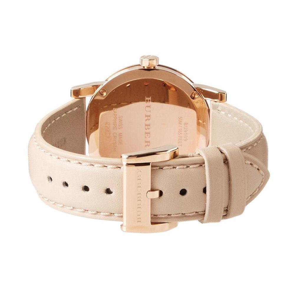 Burberry The City Beige Dial Beige Leather Strap Watch for Women - BU9