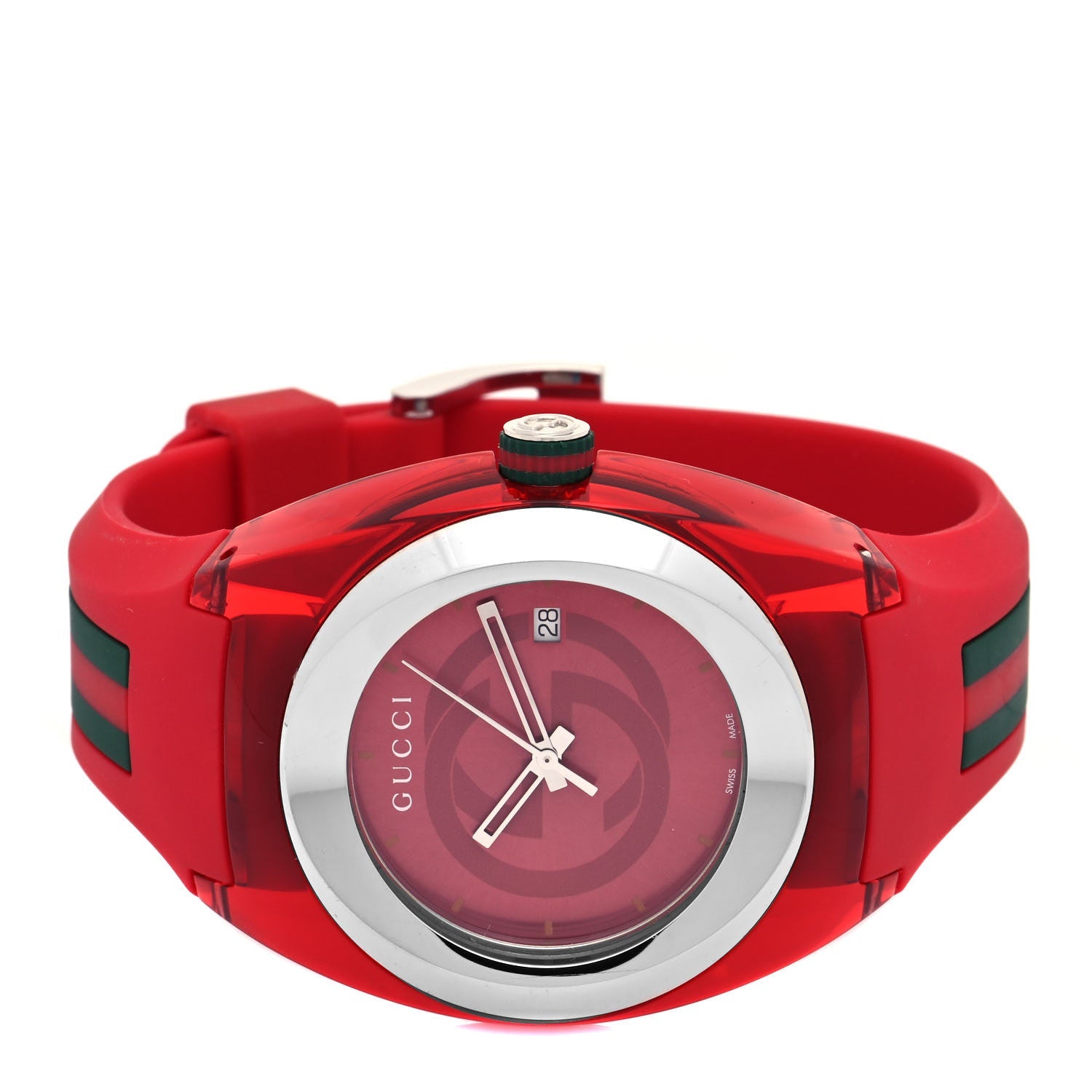 Gucci Sync XXL Quartz Red Dial Red Rubber Strap Unisex Watch - YA13710