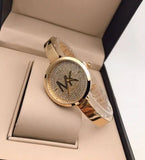 Michael Kors Parker Crystals Gold Dial Gold Steel Strap Watch For Women - MK4469