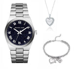 Michael Kors Channing Midnight Blue Dial Silver Steel Strap Watch for Women - MK6113