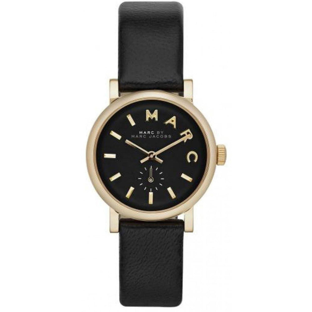 MARC  BY MARC JACOBS 腕時計 Marc Jacobs Baker Black Dial Black Leather Strap Watch for Women