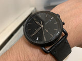 Fossil Commuter Black Dial Black Leather Strap Watch for for Men - FS5504