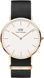 Daniel Wellington Classic Cornwall White Dial Black Nylon Strap Watch For Men - DW00100257