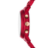 Michael Kors Runway Analog Chronograph Red Dial Red Steel Strap Watch for Women - MK7436