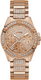 Guess Frontier Diamonds Rose Gold Dial Rose Gold Steel Strap Watch For Women - W1156L3