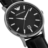 Emporio Armani Renato Analog Black Dial Black Leather Strap Watch For Men - AR11186