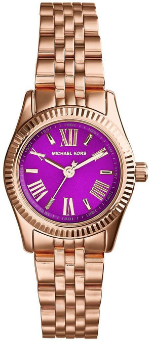 Michael Kors Lexington Quartz Pink Dial Rose Gold Steel Strap Watch For Women - MK3273