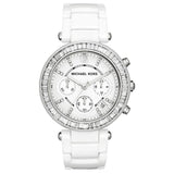 Michael Kors Parker White Dial White Leather Strap Watch for Women - MK5848