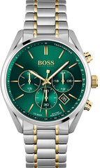 Hugo Boss Champion Chronograph Green Dial Two Tone Steel Strap