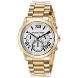 Michael Kors Cooper Chronograph White Dial Gold Steel Strap Watch For Women - MK5916