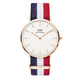 Daniel Wellington Classic Cambridge White Dial Two Tone Nylon Strap Watch For Men - DW00100003