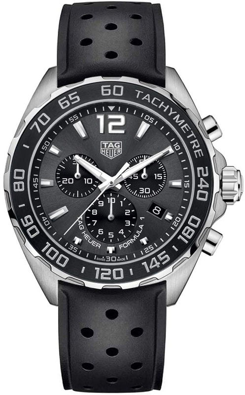 Tag Heuer Formula 1 Jam Tangan Tali Karet Hitam Dial Hitam untuk Pria - CAZ1011.FT8024