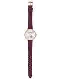 Emporio Armani Meccanico Automatic Silver Dial Burgundy Leather Strap Watch For Women - AR60044