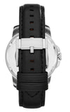 Fossil Grant Skeleton White Dial Black Leather Strap Watch for Men -  ME3053