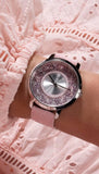 Guess Dahlia Analog Silver Dial Pink Leather Strap Watch for Women - GW0529L1