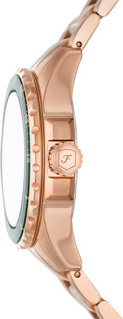 Fossil Blue Dive Three Hand Green Dial Rose Gold Steel Strap Watch For Women - ES5371