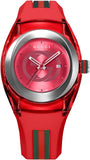 Gucci Sync Quartz Red Dial Red Rubber Strap Watch For Women - YA137303