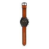 Fossil Bronson Black Dial Brown Leather Strap Watch for Men - FS5714