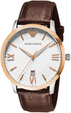 Emporio Armani Giovanni Quartz White Dial Brown Leather Strap Watch For Men - AR11211