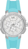 Michael Kors Sidney Multifunction Analog White Dial Turquoise Silicone Strap Watch For Women - MK7246