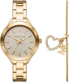 Michael Kors Slim Runway Crystals Gold Dial Gold Steel Strap Watch for Women - MK1046