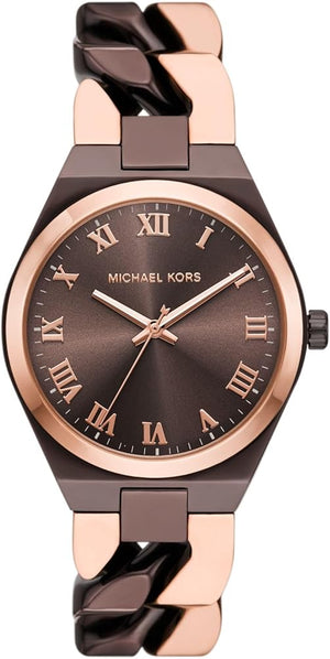 Michael Kors Lennox Analog Brown Dial Two Tone Steel Strap Watch for Women - MK7501