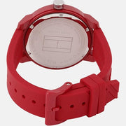 Tommy Hilfiger Denim Quartz Red Dial Red Rubber Strap Watch for Men - 1791480