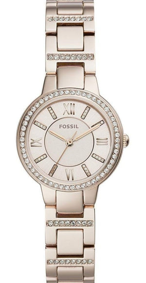 Fossil Virginia Pink Dial Pink Steel Strap Watch for Women - ES4482