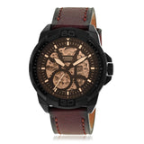 Fossil Bronson Automatic Skeleton Black Dial Brown Leather Strap Watch for Men - ME3219