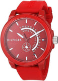 Tommy Hilfiger Denim Quartz Red Dial Red Rubber Strap Watch for Men - 1791480