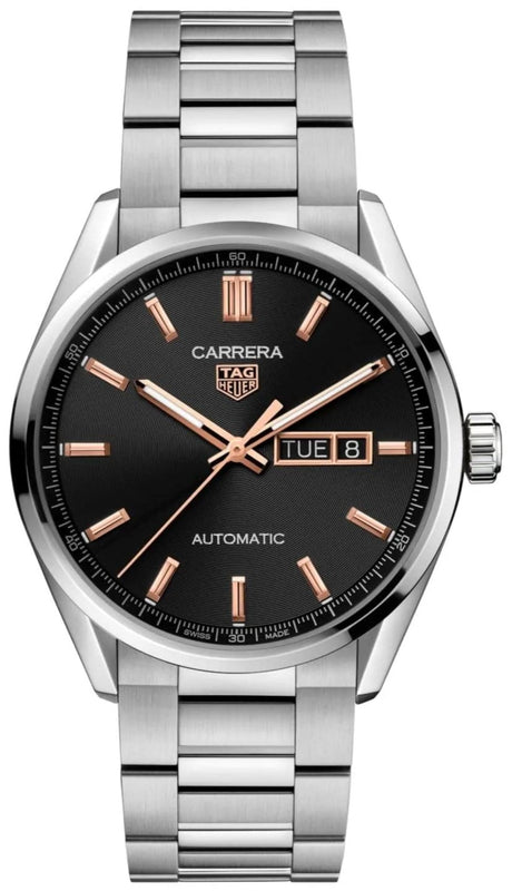 Tag Heuer Carrera Black Dial Silver Steel Strap Watch for Men - WBN2113.BA0639