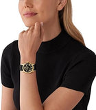 Michael Kors Lexington Black Dial Black Leather Strap Watch For Women - MK4748