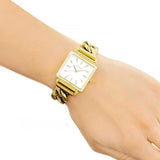 Guess Vanity Diamonds Silver Dial Gold Steel Strap Watch for Women - W1030L2