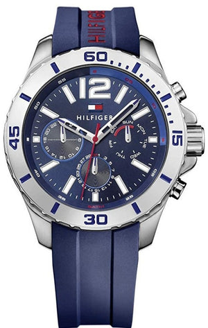 Tommy Hilfiger Nolan Chronograph Blue Dial Blue Rubber Strap Watch for Men - 1791142