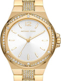 Michael Kors Lenox Three Hand Silver Dial Gold Steel Strap Watch For Women - MK7361