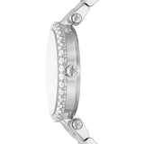 Michael Kors Parker Three Hand Mother of Pearl White Dial Silver Steel Strap Watch For Women - MK4694