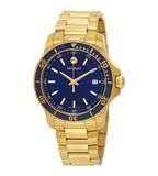 Movado Series 800 Blue Dial Gold Steel Strap Watch For Men - 2600144