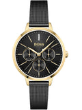 Hugo Boss Symphony Black Dial Black Mesh Bracelet Watch for Women - 1502601