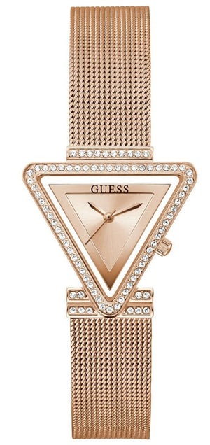 Guess Fame Diamonds Rose Gold Dial Rose Gold Mesh Bracelet Watch for Women - GW0508L3