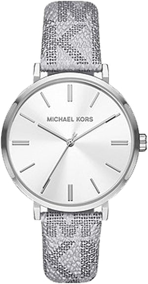 Michael Kors Addyson Quartz White Dial Gray Leather Strap Watch for Women - MK2951