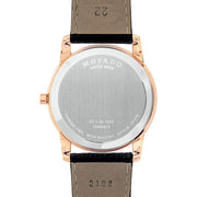 Movado Museum Classic Black Dial Black Leather Strap Watch For Men - 607060