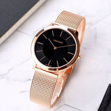 Calvin Klein Minimal Black Dial Rose Gold Mesh Bracelet Watch for Men - K3M2162Y