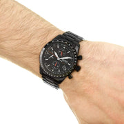 Hugo Boss Aero Chronograph Black Dial Black Steel Strap Watch for Men - 1513771