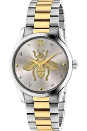 Gucci G Timeless Quartz Silver Dial Two Tone Steel Strap Watch For Women - YA126596