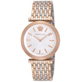 Versace V-Twist White Dial Two Tone Mesh Bracelet Watch for Women - VELS00719