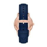 Emporio Armani Meccanico Automatic Blue Dial Blue Leather Strap Watch For Men - AR60050