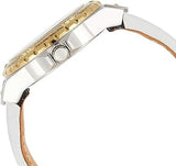 Guess Limelight Quartz Silver Dial White Leather Strap Watch For Women - W0775l8