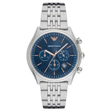 Emporio Armani Luigi Chronograph Quartz Blue Dial Silver Steel Strap Watch For Men - AR1974