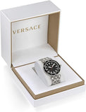 Versace Greca Sport Quartz Black Dial Silver Steel Strap Watch For Men - VEZ300321